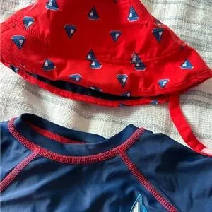 Floatimini | Swim | Floatimini Blue And Red Rashguard Swim Set Nautical ...